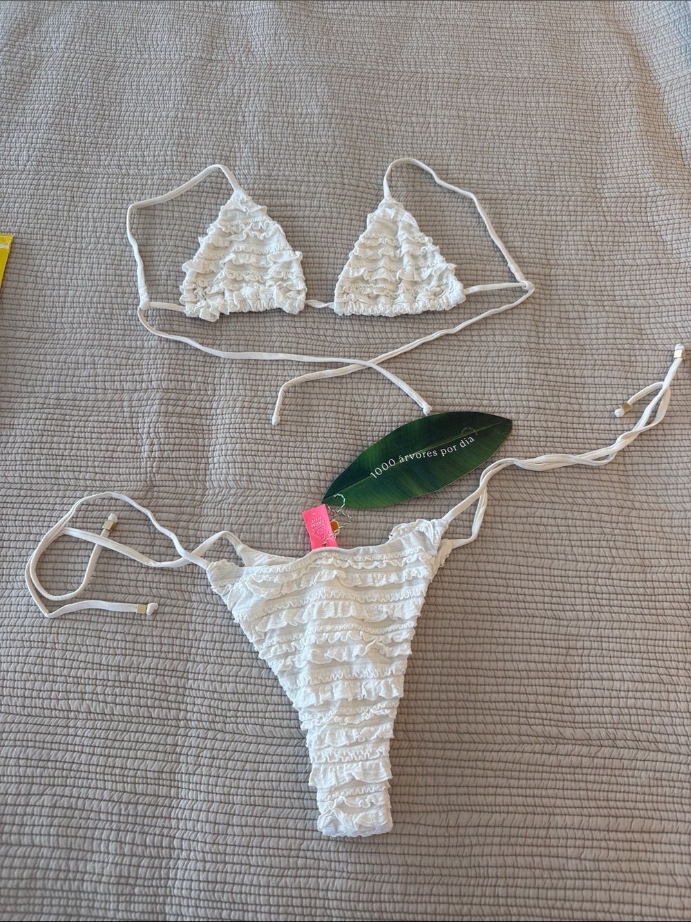 FARM Rio White Ruffle Triangle String Bikini - Picture 6 of 9